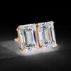 Classic Emerald Cut Earrings Made In 18 / 14 / 10 KT Gold Embellished With Certified Lab Diamonds For The Anniversary And Wedding Gift