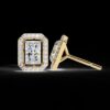 Elegant Radiant -Cut Diamond Hoop Earrings Made In 18/14/10 KT Gold Studded With Certified Lab Diamonds For The Anniversary And Wedding Gift