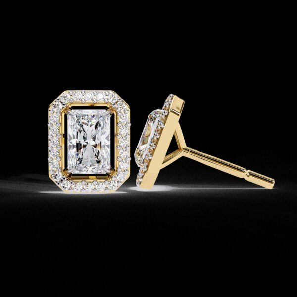 Elegant Radiant -Cut Diamond Hoop Earrings Made In 18/14/10 KT Gold Studded With Certified Lab Diamonds For The Anniversary And Wedding Gift