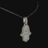Sparkling Hamsa Evil Eye Pendant Made In 925 Sterling Silver Studded With Shinny Moissanite Diamonds For The Birthday Gift , Unisex Pendant