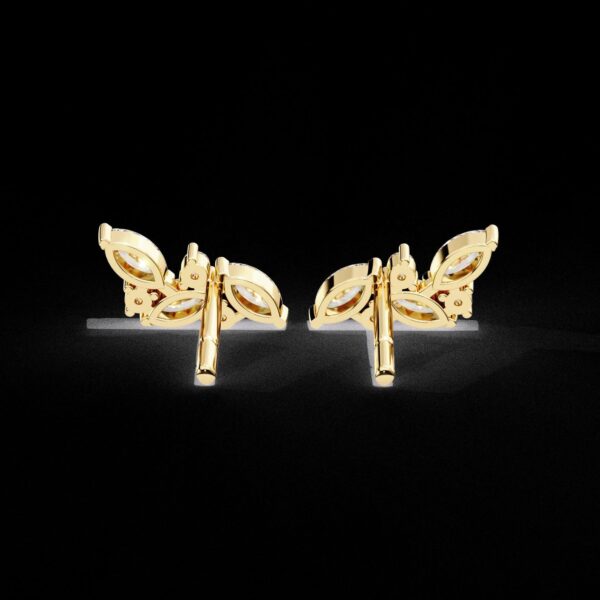 Marquise & Round Diamond Cluster Stud Earrings Made In 18/14/10KT Gold Studded With Certified Lab Diamond For Anniversary And Birthday Gift