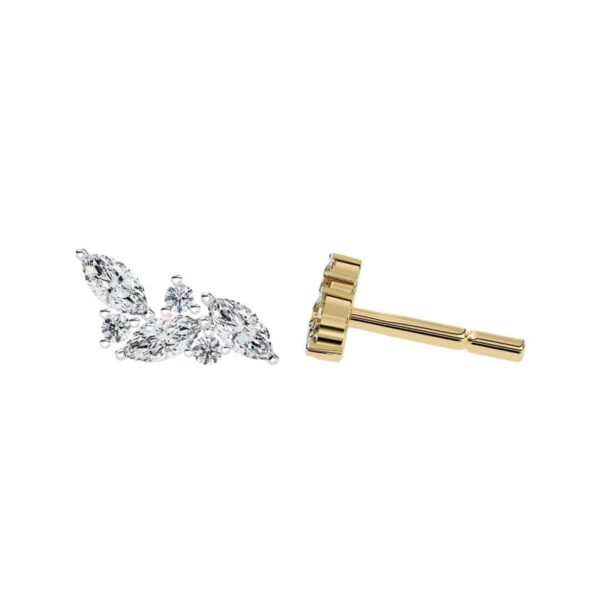 Marquise & Round Diamond Cluster Stud Earrings Made In 18/14/10KT Gold Studded With Certified Lab Diamond For Anniversary And Birthday Gift