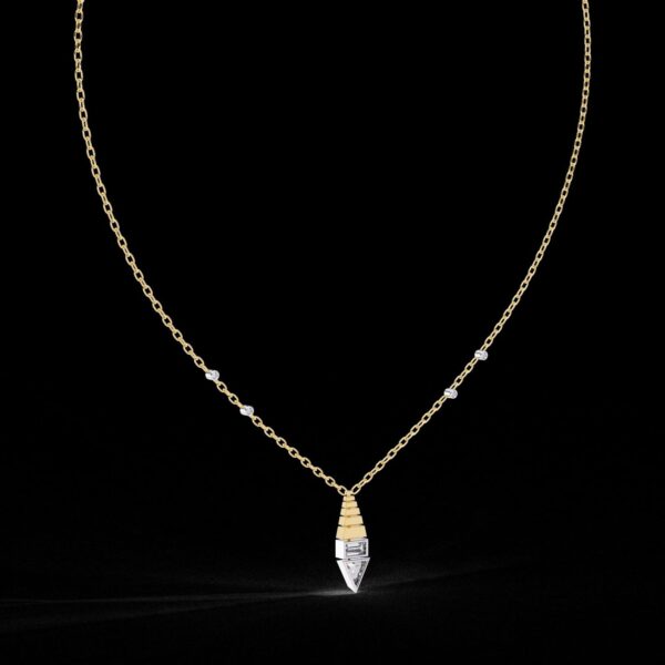 Beautiful Cone & Triangle Pendant Made In 18 / 14 /10K T Gold Embellished With Certified Lab Diamond For The Anniversary Gift For Her