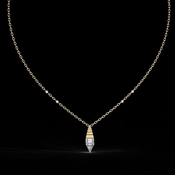 Beautiful Cone & Triangle Pendant Made In 18 / 14 /10K T Gold Embellished With Certified Lab Diamond For The Anniversary Gift For Her