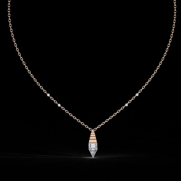 Beautiful Cone & Triangle Pendant Made In 18 / 14 /10K T Gold Embellished With Certified Lab Diamond For The Anniversary Gift For Her