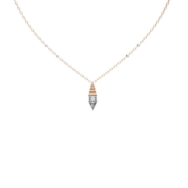 Beautiful Cone & Triangle Pendant Made In 18 / 14 /10K T Gold Embellished With Certified Lab Diamond For The Anniversary Gift For Her