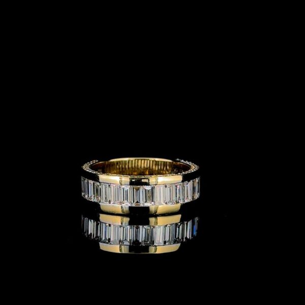 Eternity Emerald Diamond Ring Made In 18 / 14 / 10 KT Gold Embellished With Shinny Moissanite Diamonds For The Wedding And Anniversary Gift