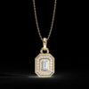 Emerald Cut Halo Diamond Pendant Made In 18 / 14 / 10 KT Gold Embellished With Certified Lab Diamonds For The Anniversary And Birthday Gift