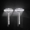 Princess Cut Halo Diamond Stud Earrings Made In 18/14/10 KT Gold Studded With Certified Lab Diamonds For The Anniversary And Wedding Gift