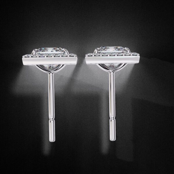 Princess Cut Halo Diamond Stud Earrings Made In 18/14/10 KT Gold Studded With Certified Lab Diamonds For The Anniversary And Wedding Gift