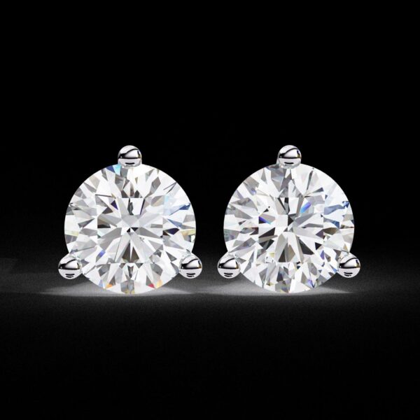 Classic 3-Prong Round Diamond Stud Earrings Made In 18/14/10 KT Gold Studded With Certified Lab Diamond For The Anniversary And Wedding Gift