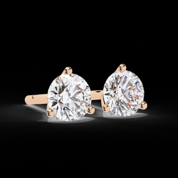 Classic 3-Prong Round Diamond Stud Earrings Made In 18/14/10 KT Gold Studded With Certified Lab Diamond For The Anniversary And Wedding Gift