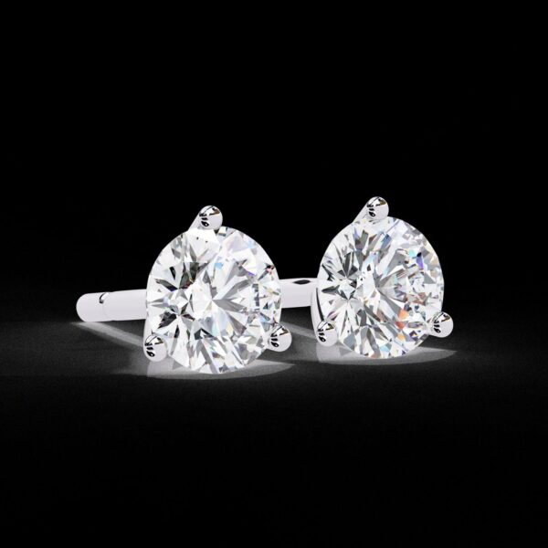 Classic 3-Prong Round Diamond Stud Earrings Made In 18/14/10 KT Gold Studded With Certified Lab Diamond For The Anniversary And Wedding Gift