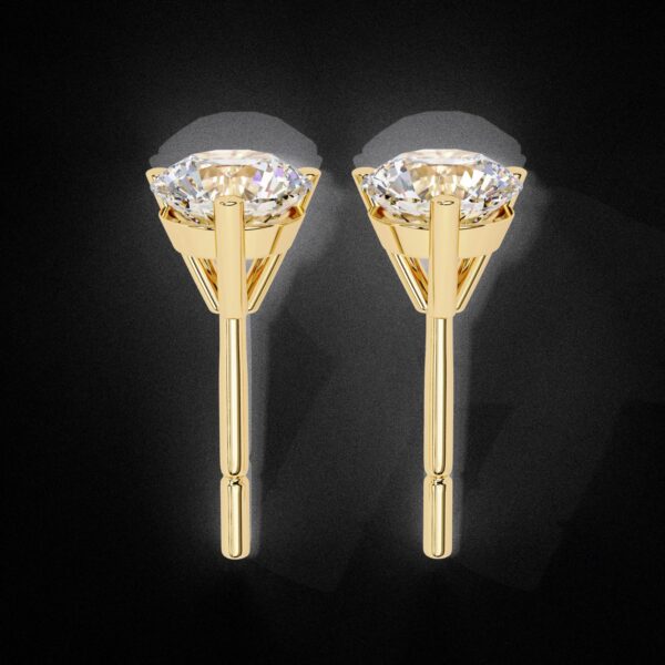 Classic 3-Prong Round Diamond Stud Earrings Made In 18/14/10 KT Gold Studded With Certified Lab Diamond For The Anniversary And Wedding Gift