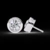 Bezel-Set Round Diamond Stud Earrings Made In 18 / 14 / 10 KT Gold Studded With Certified Lab Diamonds For The Anniversary And Wedding Gift