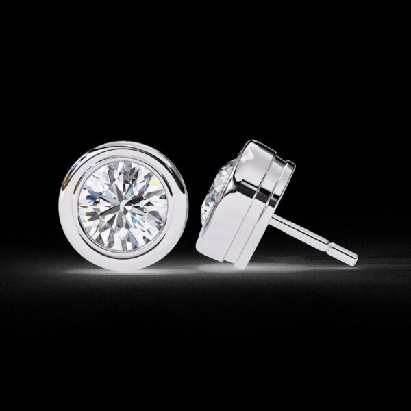 Bezel-Set Round Diamond Stud Earrings Made In 18 / 14 / 10 KT Gold Studded With Certified Lab Diamonds For The Anniversary And Wedding Gift