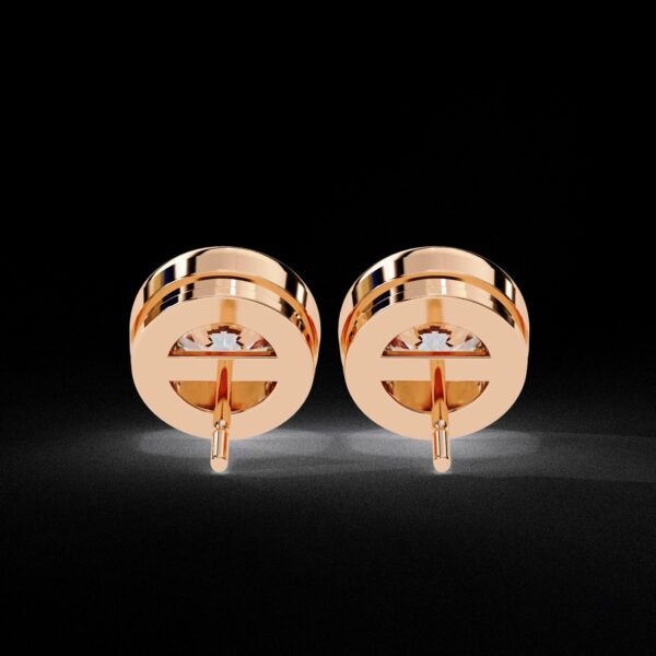 Bezel-Set Round Diamond Stud Earrings Made In 18 / 14 / 10 KT Gold Studded With Certified Lab Diamonds For The Anniversary And Wedding Gift