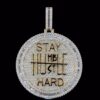 Iced Out 'Stay Humble Hustle Hard' Pendant Made In 925 Sterling Silver Studded With Shinny Moissanite Diamonds For The Birthday Gift