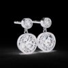 Elegant Gold Double Halo Earrings Made In 18/14/10 KT Gold Studded With Certified Lab Diamonds For The Wedding And Anniversary Gift