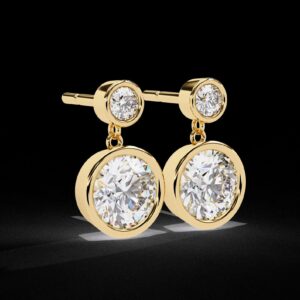 Elegant Gold Double Halo Earrings Made In 18/14/10 KT Gold Studded With Certified Lab Diamonds For The Wedding And Anniversary Gift