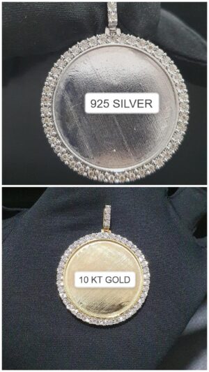 Iced Out Photo Pendant With Illusion Setting Made in 14 KT Gold & 10 KT Gold Embellished With Shinny Moissanite Stone For The Memorial Gift