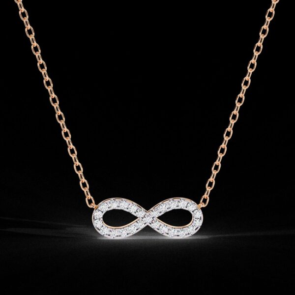 Elegant Infinity Symbol Pendant Made In 18 / 14 / 10 KT Gold Embellished With Certified Lab Diamond For The Anniversary Gift For Her