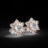 Beautiful Snowflake Round Diamond Earring Made In 18/14/10KT Gold Studded With Certified Lab Diamond For The Wedding And Anniversary Gift
