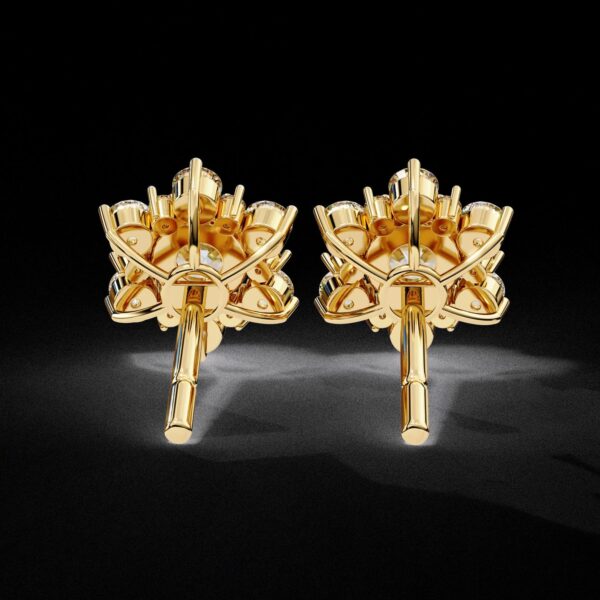 Beautiful Snowflake Round Diamond Earring Made In 18/14/10KT Gold Studded With Certified Lab Diamond For The Wedding And Anniversary Gift