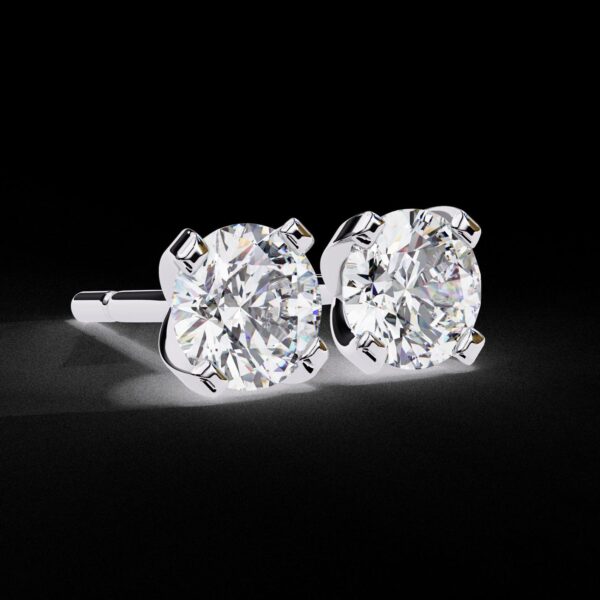 Rose Gold Round Cut Diamond Stud Earrings Made In 18/14/10 KT Gold Studded With Certified Lab Diamonds For The Anniversary And Wedding Gift