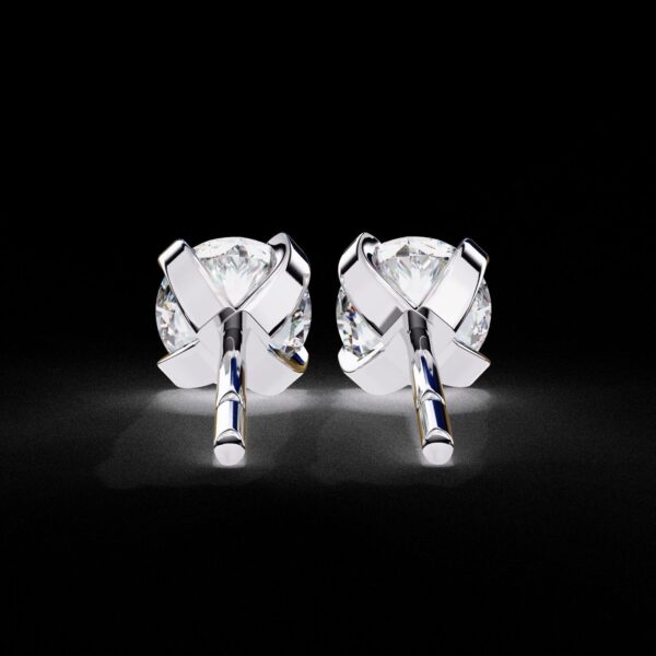 Rose Gold Round Cut Diamond Stud Earrings Made In 18/14/10 KT Gold Studded With Certified Lab Diamonds For The Anniversary And Wedding Gift