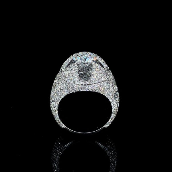 Iced Out Unique Setting Hip Hop Ring Made In 18 / 14 / 10 KT Gold Studded With Shinny Moissanite Diamonds For The Birthday And Unisex Gift