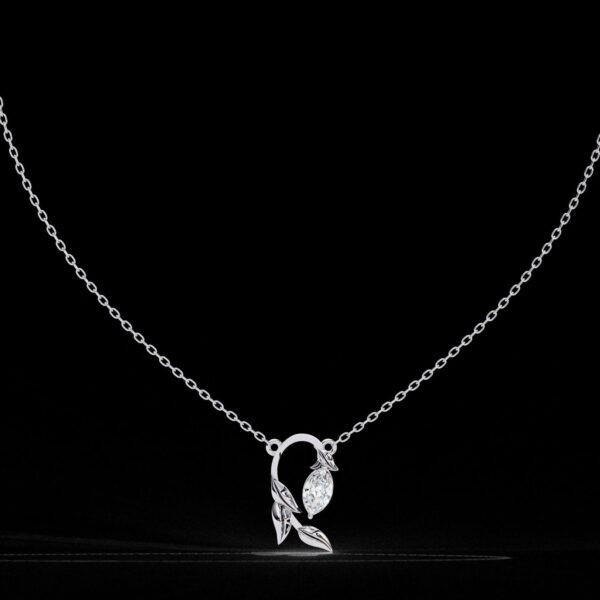 Leaf Vine Pendant with Marquise Cut Diamond Made In 18/14/10 KT Gold Studded With Certified Lab Diamonds For The Anniversary Gift For Her