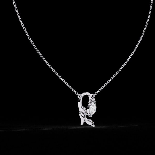Leaf Vine Pendant with Marquise Cut Diamond Made In 18/14/10 KT Gold Studded With Certified Lab Diamonds For The Anniversary Gift For Her