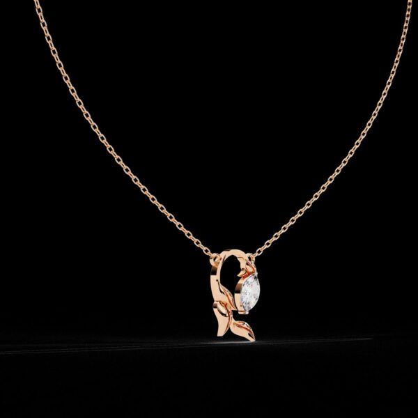 Leaf Vine Pendant with Marquise Cut Diamond Made In 18/14/10 KT Gold Studded With Certified Lab Diamonds For The Anniversary Gift For Her