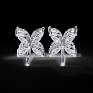 Floral Marquise Diamond Stud Earrings Made In 18 / 14 / 10 KT Gold Studded With Certified Lab Diamonds For The Wedding And Anniversary Gift