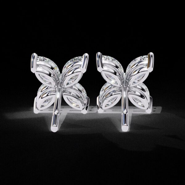 Floral Marquise Diamond Stud Earrings Made In 18 / 14 / 10 KT Gold Studded With Certified Lab Diamonds For The Wedding And Anniversary Gift
