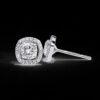 Gold Cushion Halo Stud Earrings Made In 18 / 14 / 10 KT Gold Embellished With Certified Lab Diamonds For The Anniversary And Wedding Gift