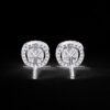 Gold Cushion Halo Stud Earrings Made In 18 / 14 / 10 KT Gold Embellished With Certified Lab Diamonds For The Anniversary And Wedding Gift