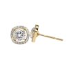 Gold Cushion Halo Stud Earrings Made In 18 / 14 / 10 KT Gold Embellished With Certified Lab Diamonds For The Anniversary And Wedding Gift