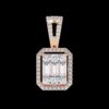 Emerald-Cut Halo Pendant with Baguette and Round Made In 18/14/10KT Gold Studded With Certified Lab Diamond For The Anniversary Gift For Her