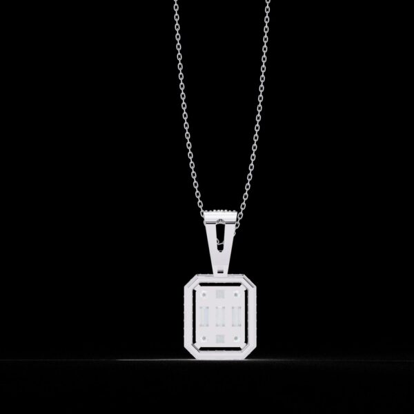 Emerald-Cut Halo Pendant with Baguette and Round Made In 18/14/10KT Gold Studded With Certified Lab Diamond For The Anniversary Gift For Her