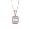 Emerald-Cut Halo Pendant with Baguette and Round Made In 18/14/10KT Gold Studded With Certified Lab Diamond For The Anniversary Gift For Her
