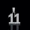 Custom Iced Out '11' Number Pendant Made In 925Sterling Silver Embellished With Shinny Moissanite Diamonds For The Birthday Or Memorial Gift