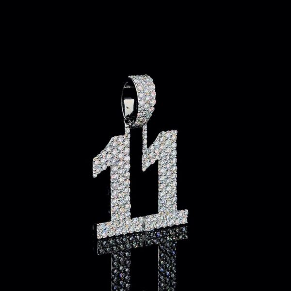 Custom Iced Out '11' Number Pendant Made In 925Sterling Silver Embellished With Shinny Moissanite Diamonds For The Birthday Or Memorial Gift