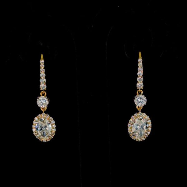 Elegant Gold Drop Earrings with Oval Cut Made In 18 / 14 / 10KT Gold Studded With Certified Lab Diamond For The Wedding And Anniversary Gift