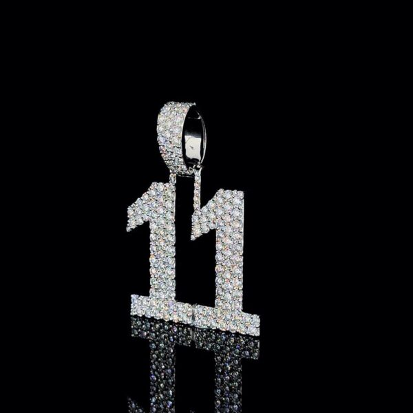 Iced Out Any Double Digit Number Pendant Made IN 925 Sterling Silver Embellished With Shinny Moissanite Diamonds For The Birthday Gift