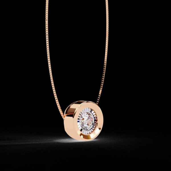 Gold Round Solitaire Diamond Pendant Made In 18 / 14 / 10 KT Gold Embellished With Certified Lab Diamonds For The Anniversary Gift For Her