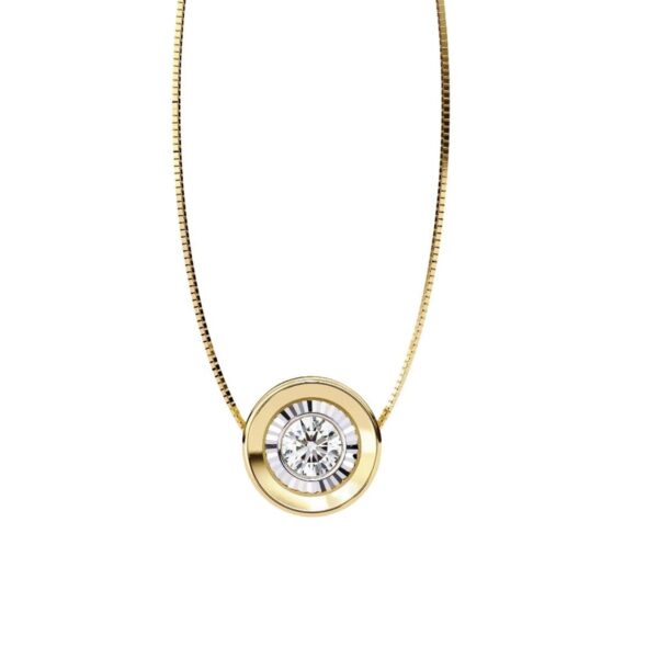 Gold Round Solitaire Diamond Pendant Made In 18 / 14 / 10 KT Gold Embellished With Certified Lab Diamonds For The Anniversary Gift For Her