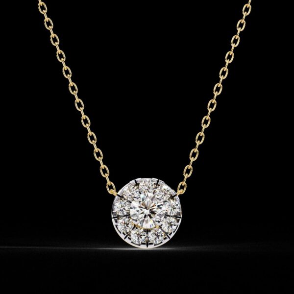 Beautiful Round Diamond Pendant Made In 18 / 14 / 10 KT Gold Studded With Certified Lab Diamonds For The Anniversary Gift For Her