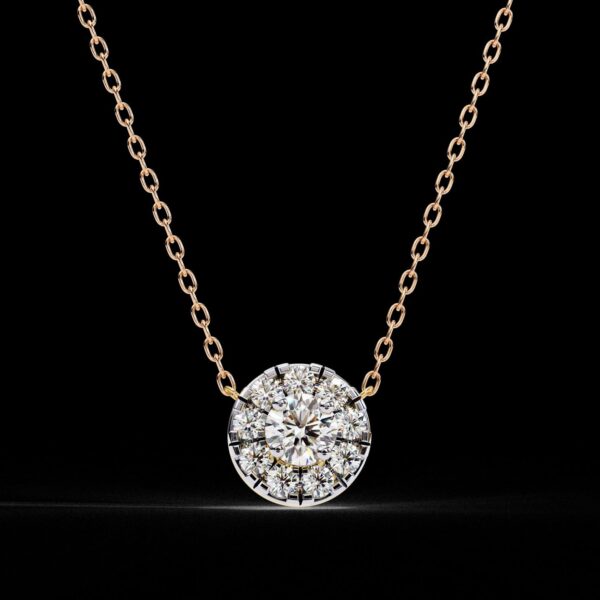 Beautiful Round Diamond Pendant Made In 18 / 14 / 10 KT Gold Studded With Certified Lab Diamonds For The Anniversary Gift For Her